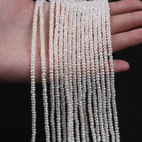 Natural Freshwater Pearl Strand 3.5-4mm Button Shaped Flat Round