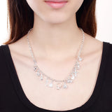 925 Sterling Silver 18 inch Zircon Key Moon Heart Star Cross Necklace