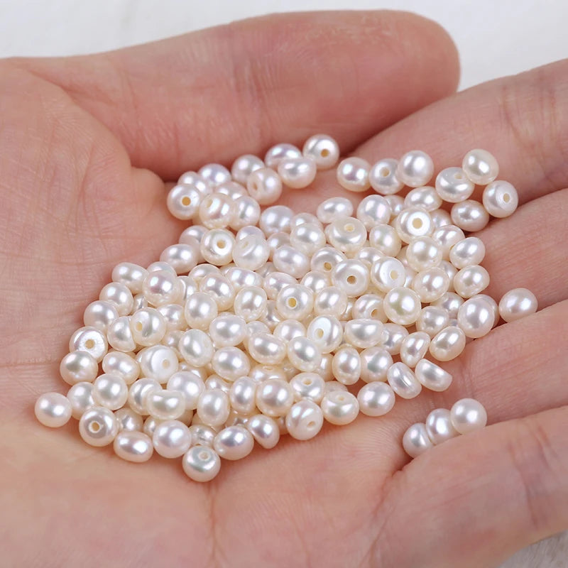 Freshwater Pearls 4-4.5mm Flat Beads Half Hole Button Loose Pearls