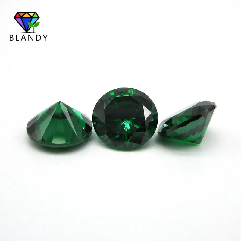 Green CZ Round Machine Cut Stones 1.0~3.0mm 5A Synthetic Emerald Gems