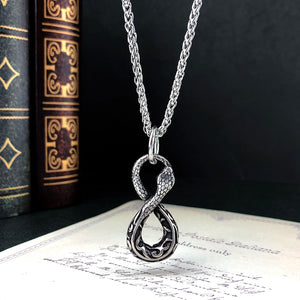 Punk Style Stainless Steel Digital 8 Snake Pendant Necklace