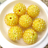 50PCS Yellow 20MM Chunky Resin Rhinestone Ball Beads DIY Accessories