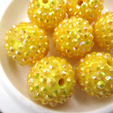 50PCS Yellow 20MM Chunky Resin Rhinestone Ball Beads DIY Accessories