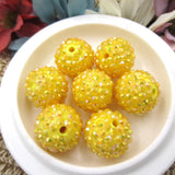 50PCS Yellow 20MM Chunky Resin Rhinestone Ball Beads DIY Accessories