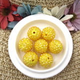 50PCS Yellow 20MM Chunky Resin Rhinestone Ball Beads DIY Accessories