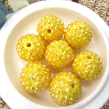 50PCS Yellow 20MM Chunky Resin Rhinestone Ball Beads DIY Accessories