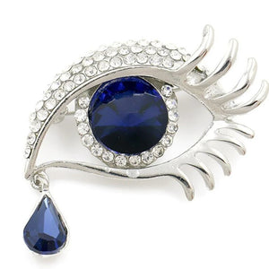 Crystal Rhinestone Eye Brooch Pin Silver