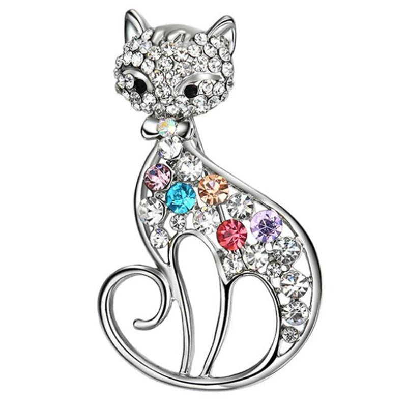 Crystal Rhinestone Eye Brooch Pin Silver