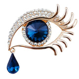 Crystal Rhinestone Eye Brooch Pin Silver
