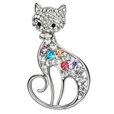 Crystal Rhinestone Eye Brooch Pin Silver