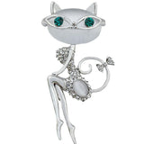 Crystal Rhinestone Eye Brooch Pin Silver