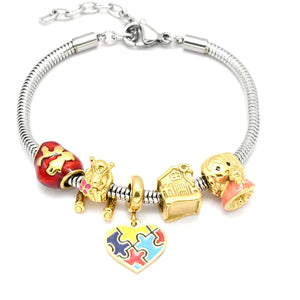 Plating Heart Girls House Charms Chain Bracelet