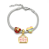 Plating Heart Girls House Charms Chain Bracelet
