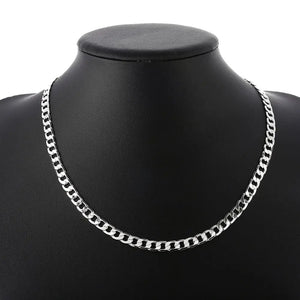 925 Sterling Silver 6MM Chain Necklace Classic Jewelry for Wedding Party