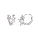 925 Silver Deer Horn Earrings with Zircon for Women