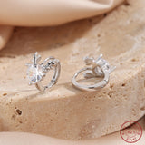 925 Silver Deer Horn Earrings with Zircon for Women