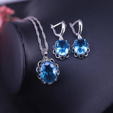 Silver 925 Jewelry Set Necklace Earrings Ring Many Colors