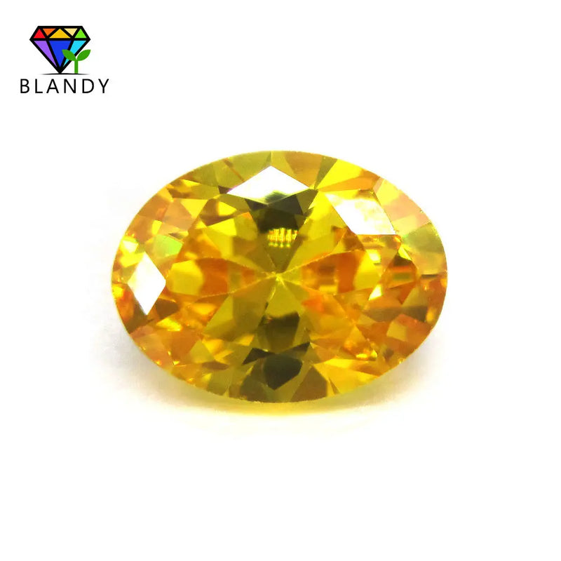 5A Oval Cut Golden CZ Stones Loose Cubic Zirconia Synthetic Gems