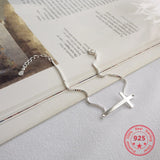 925 Silver Bangle Cross Box Chain Bracelet for Women