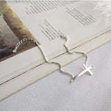 925 Silver Bangle Cross Box Chain Bracelet for Women