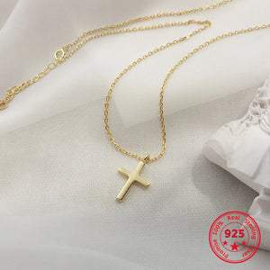 925 Silver Cross Pendant Chain Necklace Fine Jewelry for Women