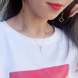 925 Silver Cross Pendant Chain Necklace Fine Jewelry for Women