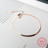 925 Silver Delicate Rose Snake Bone Chain Bangle Bracelet