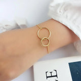 925 Silver Female Double Circle Charm Bracelet Fine Jewelry