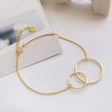 925 Silver Female Double Circle Charm Bracelet Fine Jewelry