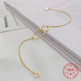 925 Silver Female Double Circle Charm Bracelet Fine Jewelry