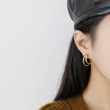 925 Sterling Silver Double Ring Stud Earrings