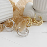 925 Sterling Silver Double Ring Stud Earrings
