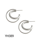 925 Sterling Silver Double Ring Stud Earrings
