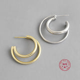 925 Sterling Silver Double Ring Stud Earrings