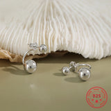 925 Sterling Silver Stud Earrings Round Ball Personality Lady Jewelry