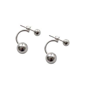 925 Sterling Silver Stud Earrings Round Ball Personality Lady Jewelry