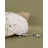 925 Sterling Silver Stud Earrings Round Ball Personality Lady Jewelry