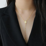 925 Silver Coin Card Bead Necklace