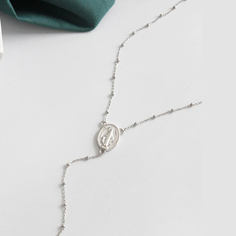 925 Silver Coin Card Bead Necklace