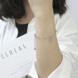 925 Sterling Silver Star Bead Bracelet for Women