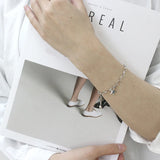 925 Sterling Silver Star Bead Bracelet for Women