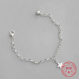 925 Sterling Silver Star Bead Bracelet for Women