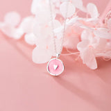 S925 Sterling Silver Girl Women Necklace Sweet Love Round Clavicle Chain Jewelry
