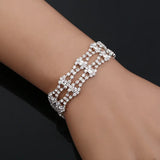 Crystal Pave Link Bracelet Bangle Rhinestone Jewelry Women Wedding Party