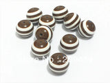 20mm Coffee Striped Beads, Chunky Resin Stripe Beads