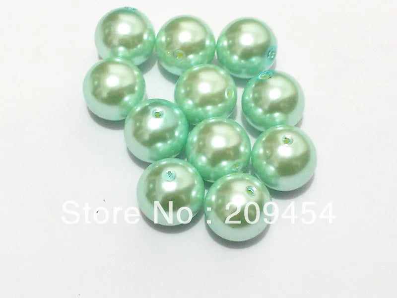 100pcs 20mm Mint Green Chunky Round Pearl Acrylic Beads