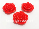 42MM Red Resin Flower Beads, 50pcs/lot, With Back Hole, Shipment
