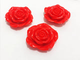 42MM Red Resin Flower Beads, 50pcs/lot, With Back Hole, Shipment