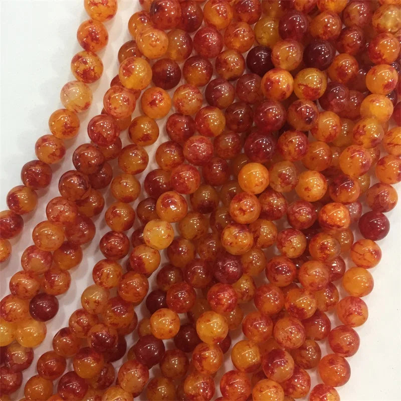 8MM Blood Amber Jade Gemstone Round Loose Stone Beads