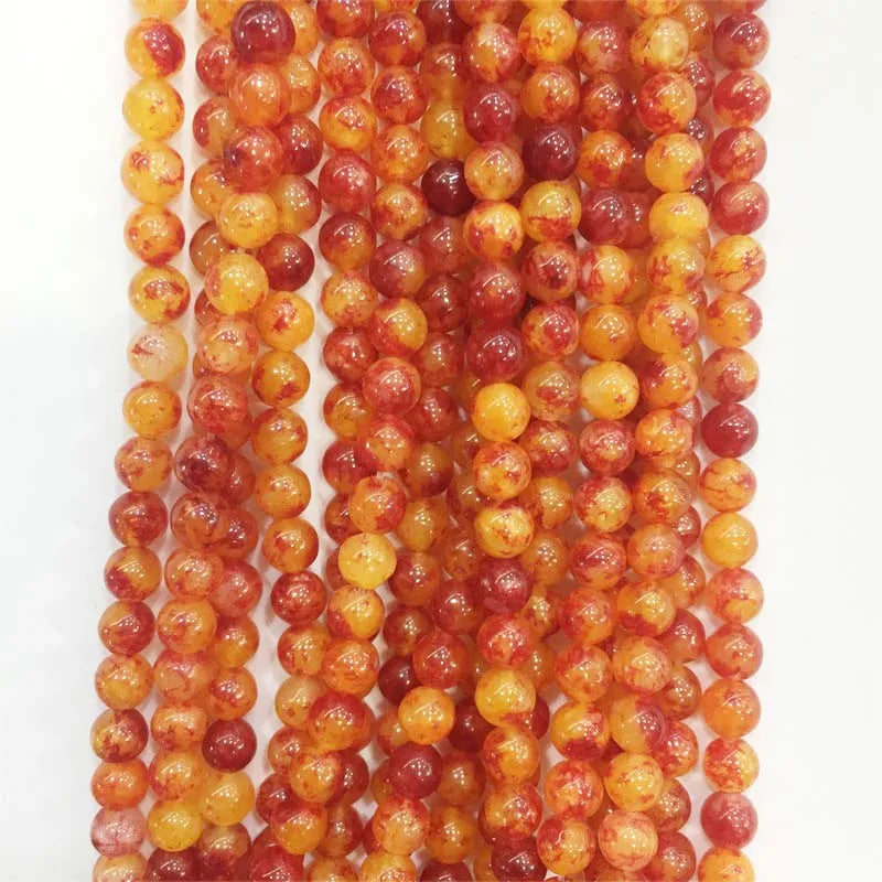 8MM Blood Amber Jade Gemstone Round Loose Stone Beads